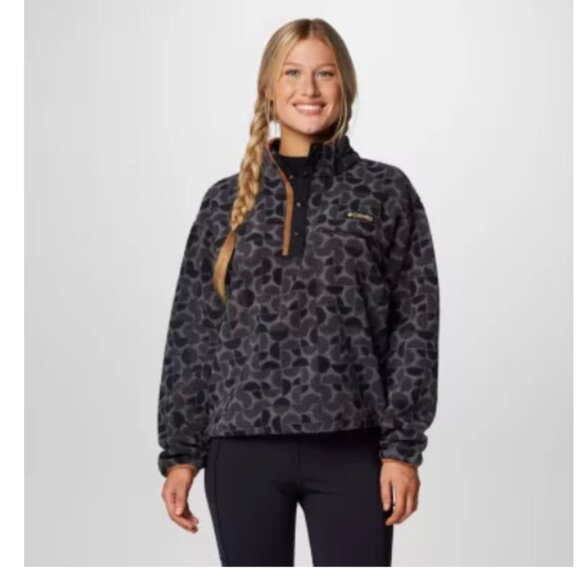 Columbia Women's Helvetia™ II Printed Cropped Half Snap Fleece Pullover Large - Picture 1 of 7